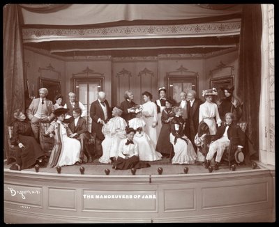 A scene from an amateur production of a play titled The Manoeuvers of Jane presented at Barnard College, New York by Byron Company